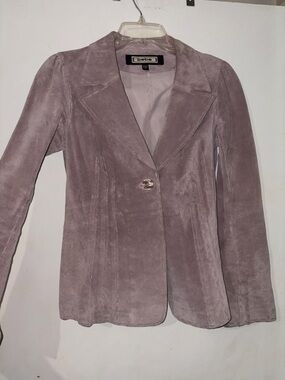 bebe Dusty Mauve 100% Genuine Leather Single-Button Blazer Y2K